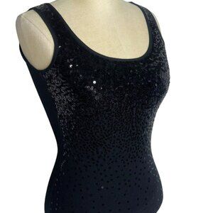 Express Sequined Tank Top Womens Size XXS Black Sexy Basic Ribbed